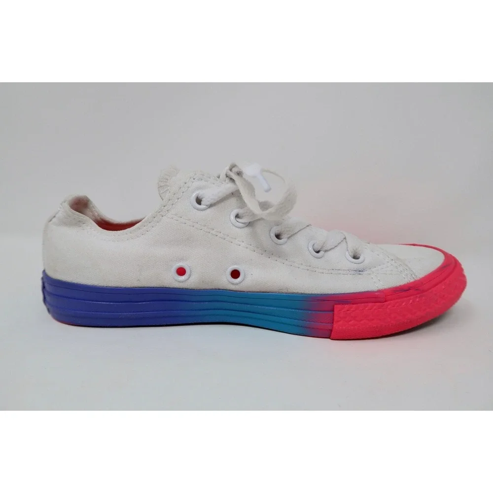 Converse‎ Girl's Size 2 Pink Blue White Racer Sneakers Shoes 664198F